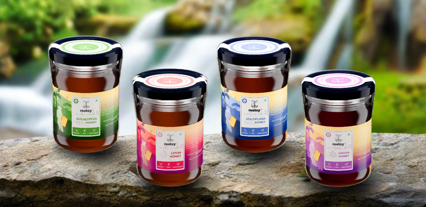 Rootsy Raw Honey Taster Set (4 x 125g)