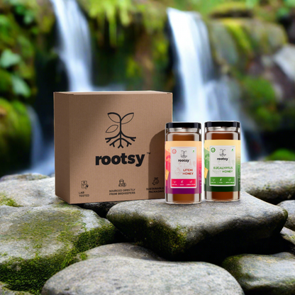 Rootsy Raw Eucalyptus & Litchi Honey Duo (2 x 500g)