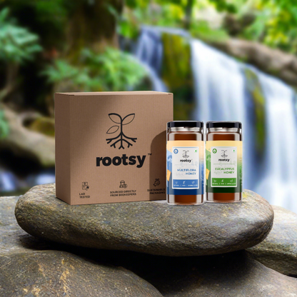 Rootsy Raw Eucalyptus & Multiflora Honey Duo (2 x 500g)