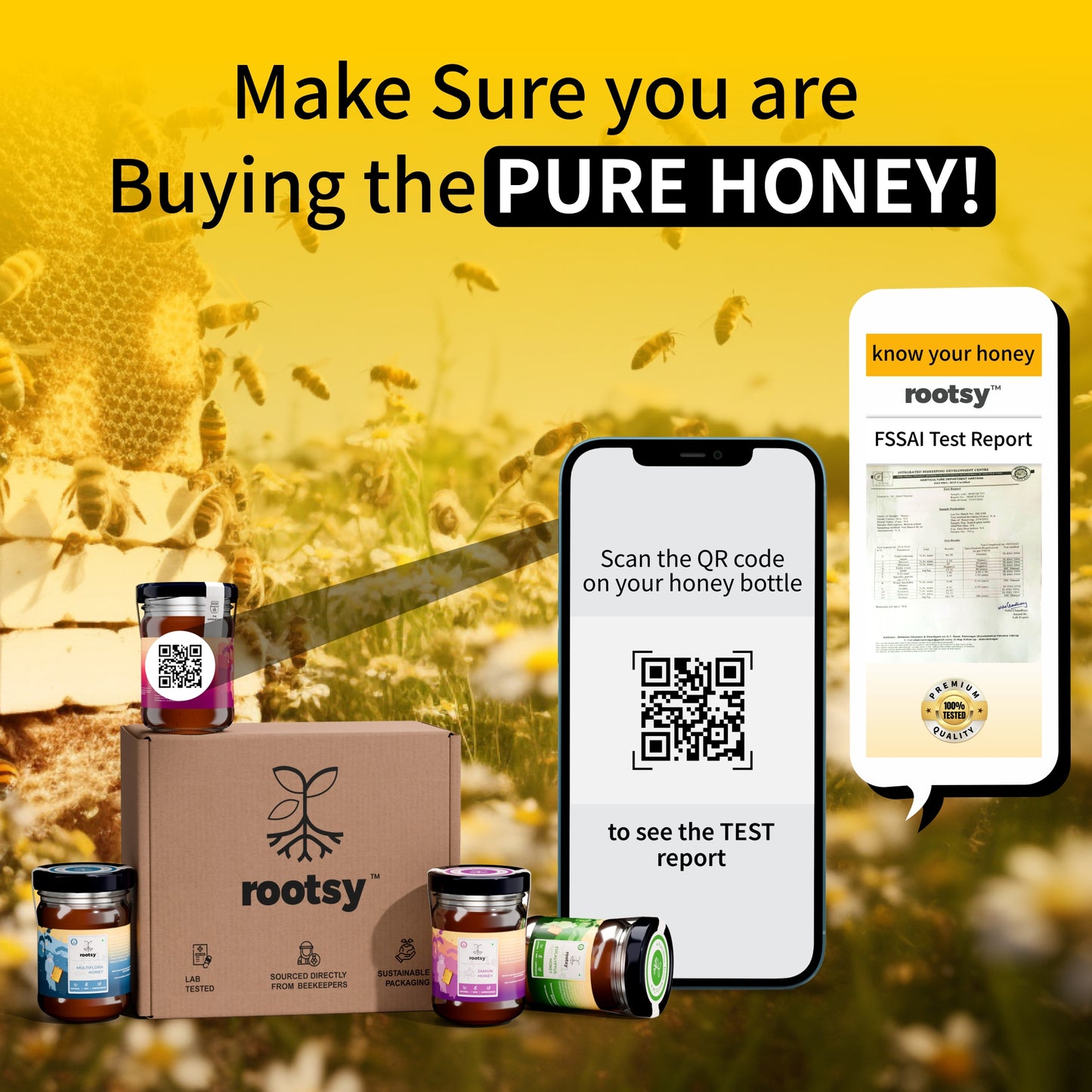 Rootsy Raw Honey Taster Set (4 x 125g)