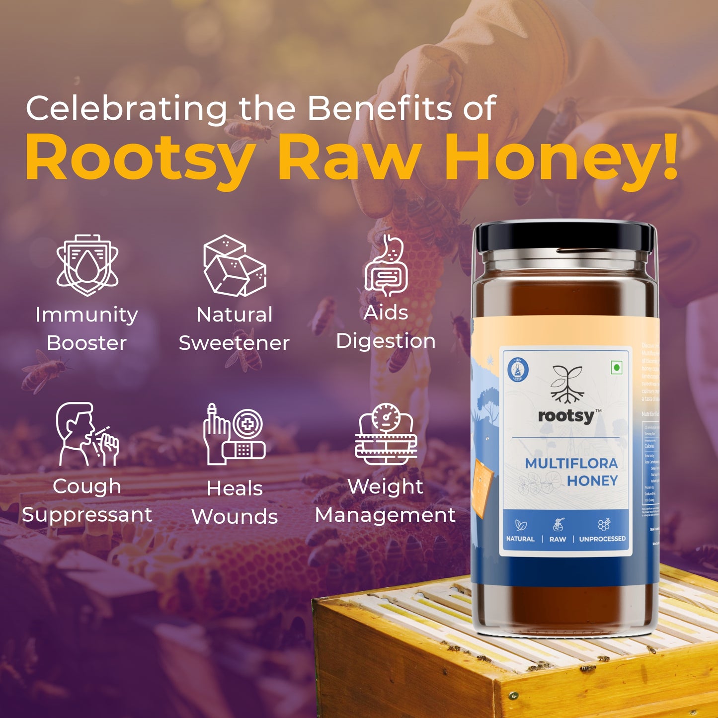 Rootsy Raw Honey Taster Set (4 x 125g)